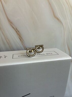 Gold plated silver Crystal Circle Stud Earrings